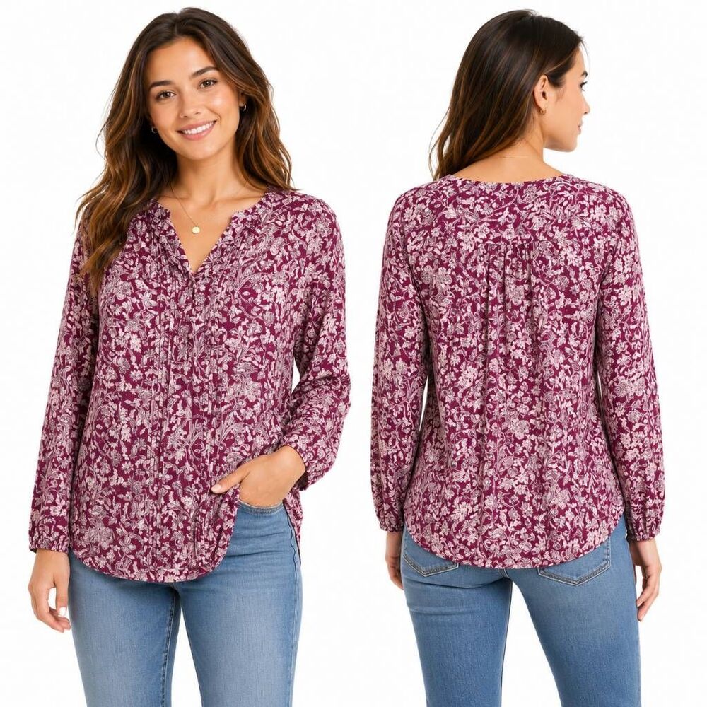 Lucky Brand Pink Floral Boho Blouse Small